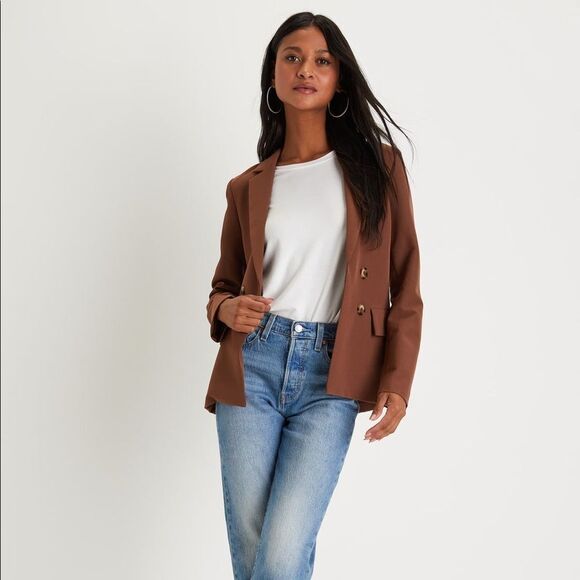 Lulus Jackets & Blazers - LULUS Officially Fashionable Brown Open Front Blazer‎ Sz S NWT in packaging